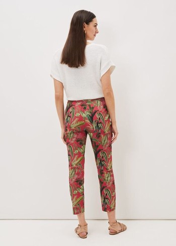 Phase Eight Desta Tropical Print Trousers Pink Canada | PFYKJR-143